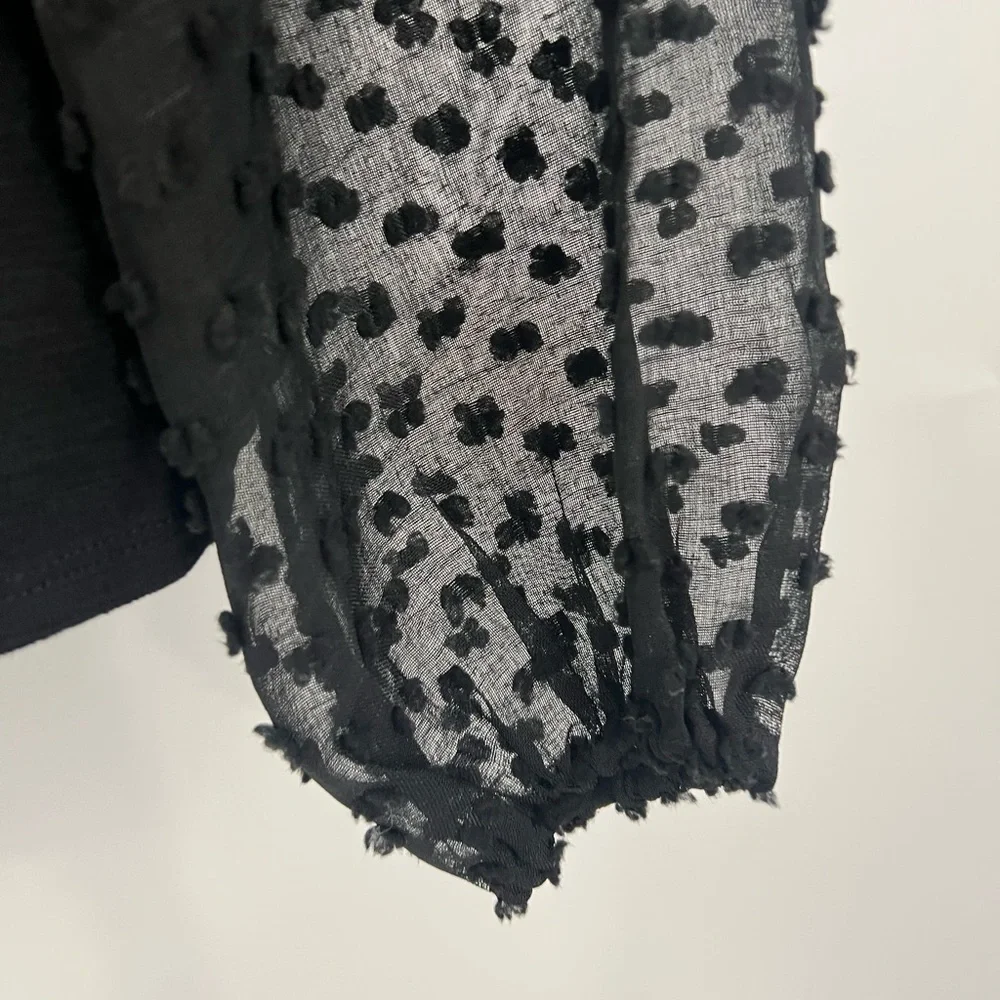 Maeve black textured sleeve top
